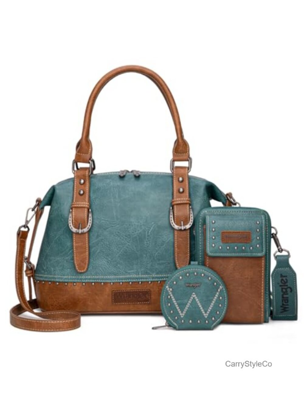 Faux Leather Doctor Satchel Bag 3-Piece Set with Cell Phone Bag and Coin Purse